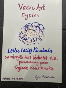 Dyplom ukończenia kursu VedicArt
